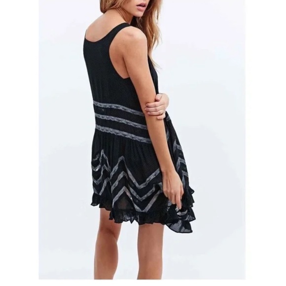 Free People Black Dot Slip Voile Trapeze Dress. Small - Picture 4 of 10